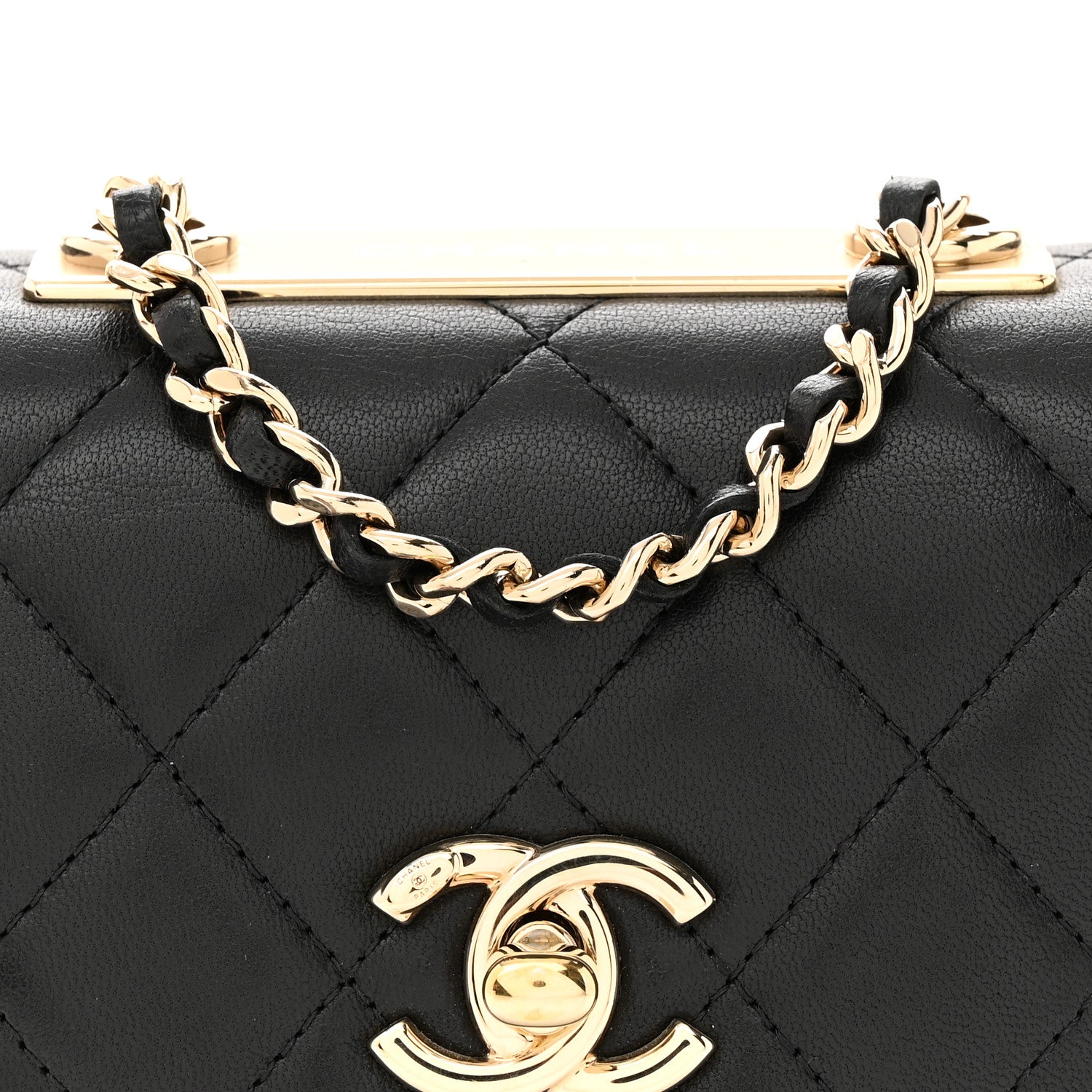 Chanel Lambskin Quilted Mini Trendy CC Chain Wallet Black 8 of 11