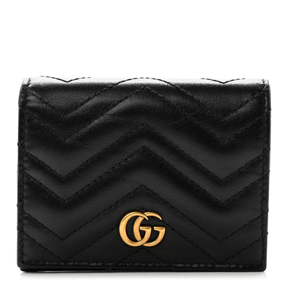 Gucci Calfskin Matelasse GG Marmont Card Case Wallet Black 1 of 8