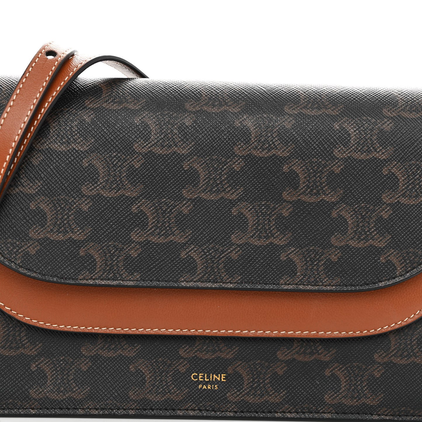 Triomphe Canvas Lambskin Wallet On Strap Tan