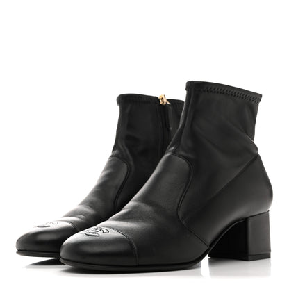 Chanel Stretch Lambskin Cap Toe CC Short Boots 38.5 Black 4 of 9