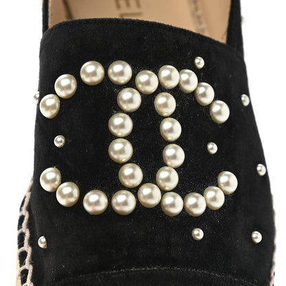 Chanel Suede Pearl CC Espadrilles 39 Black 10 of 11