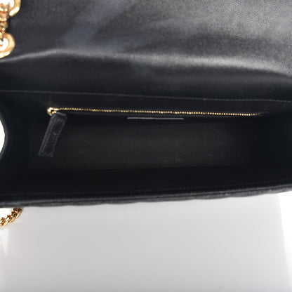 Saint Laurent Grain De Poudre Matelasse Chevron Large Monogram Satchel Black 5 of 12