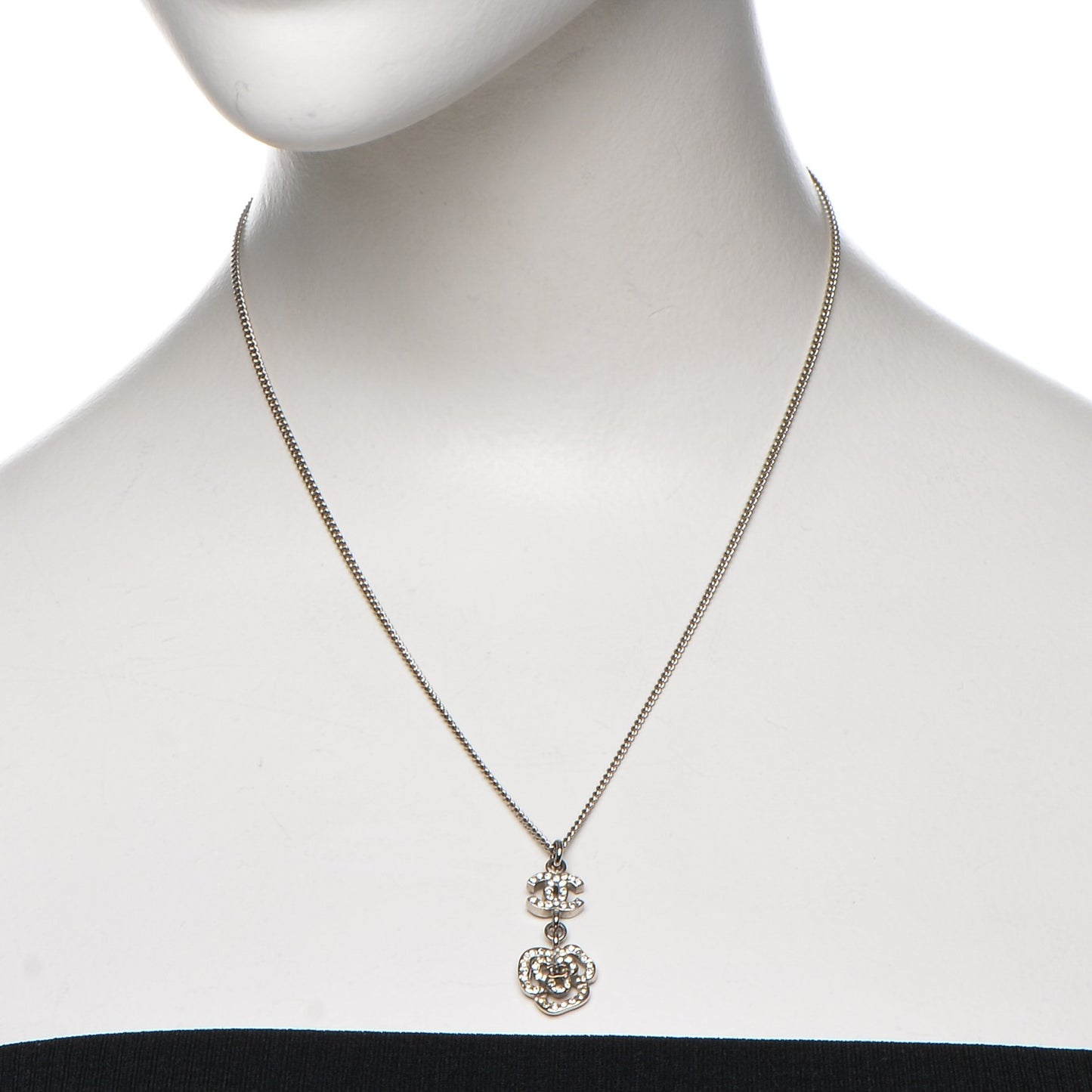Crystal CC Camellia Necklace Silver