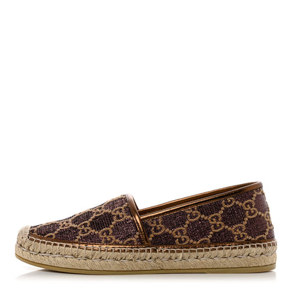 Gucci Lame Nappa GG Monogram Espadrilles 39 Brown Beige Light Bronze 1 of 10