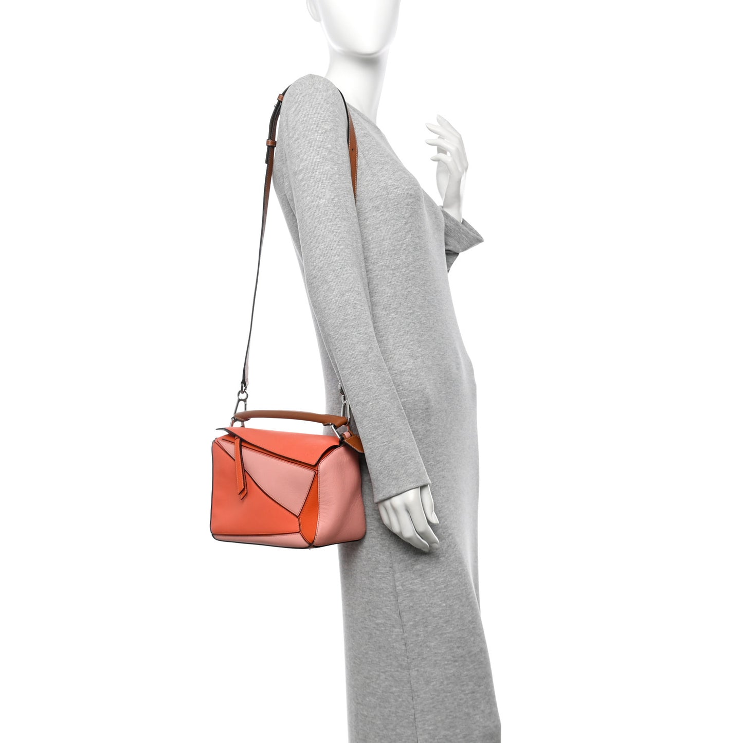 Calfskin Small Puzzle Bag Orange Tan Pink