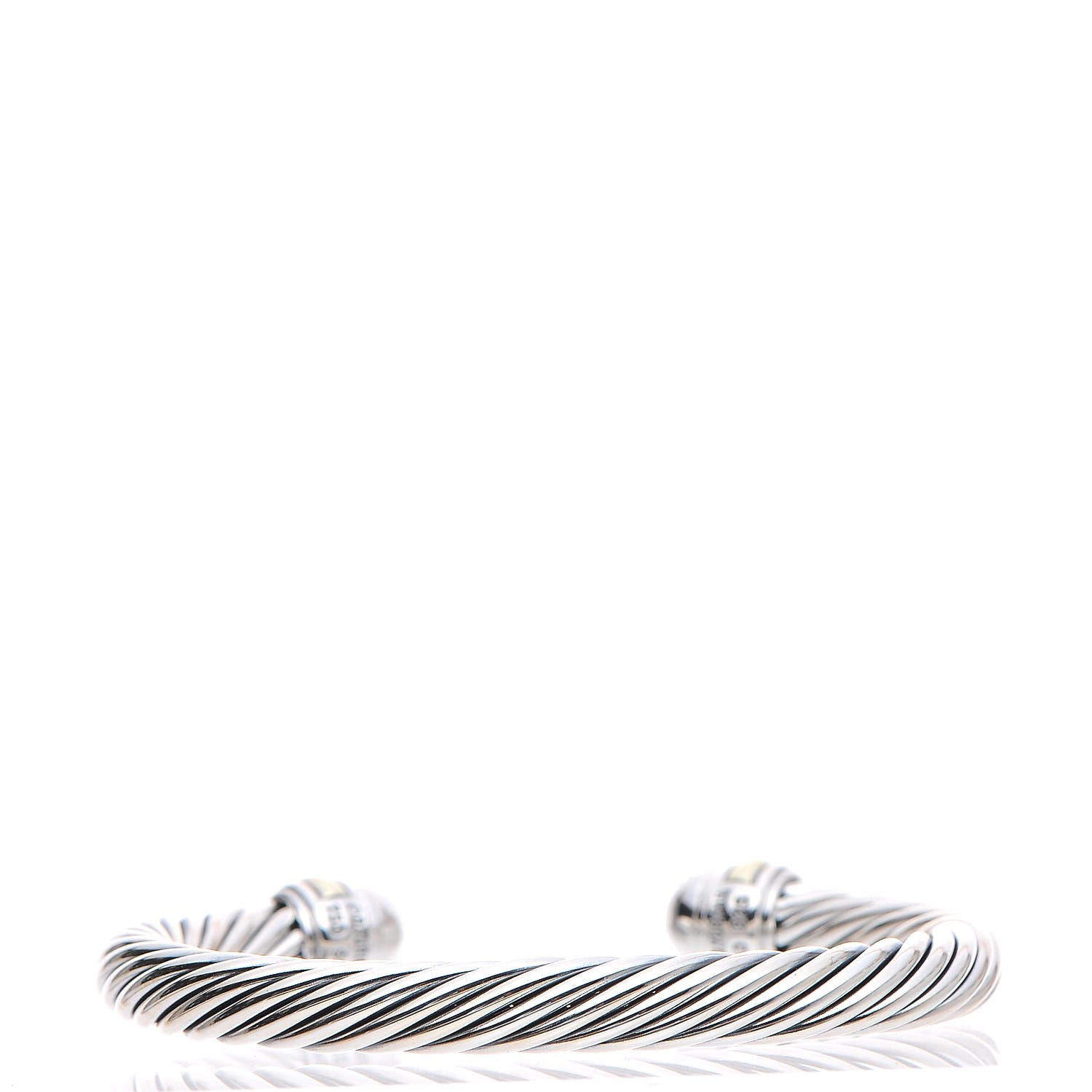 David Yurman Sterling Silver 18K Yellow Gold Diamond Pave 7mm Cable Classics Bracelet 3 of 5
