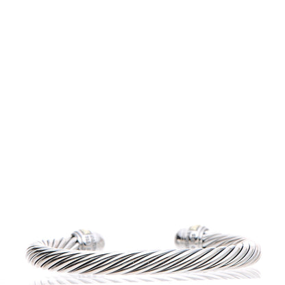 David Yurman Sterling Silver 18K Yellow Gold Diamond Pave 7mm Cable Classics Bracelet 3 of 5