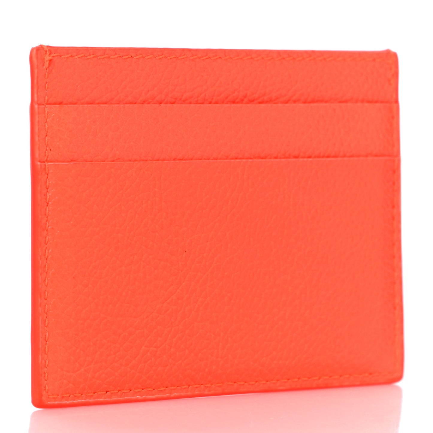 Grained Calfskin Logo Cash Card Holder Orange Black