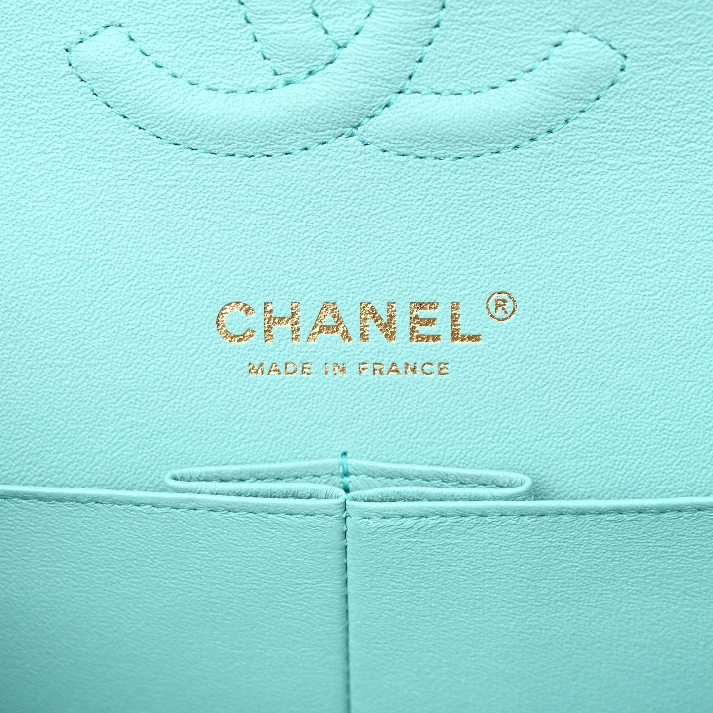 Caviar Quilted Medium Double Flap Light Blue
