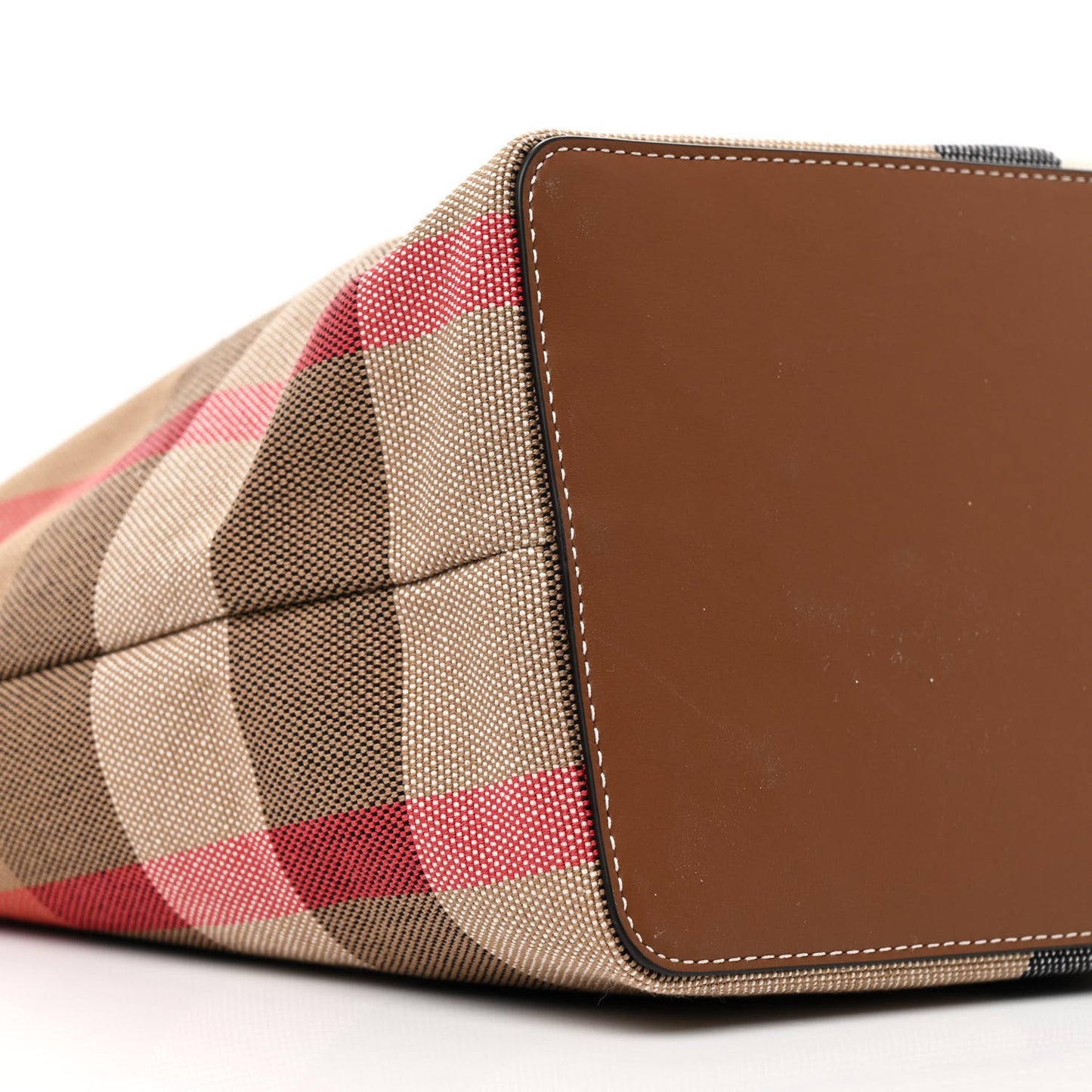 Giant Check Canvas Medium London Tote Taupe Brown