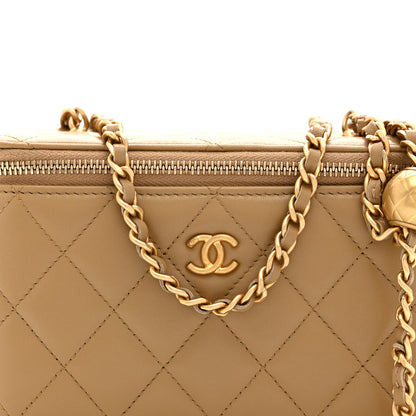 Chanel Lambskin Quilted Pearl Crush Small Vanity Case With Chain Beige 8 of 10