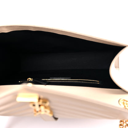 Saint Laurent Grain De Poudre Mixed Matelasse Large Triquilt Monogram Satchel Dark Beige 5 of 11