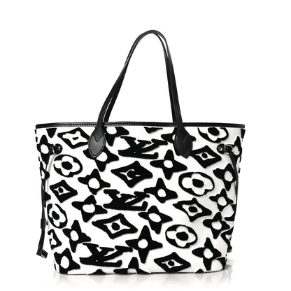 Louis Vuitton X UF Tufted Monogram Neverfull MM Black White 3 of 9