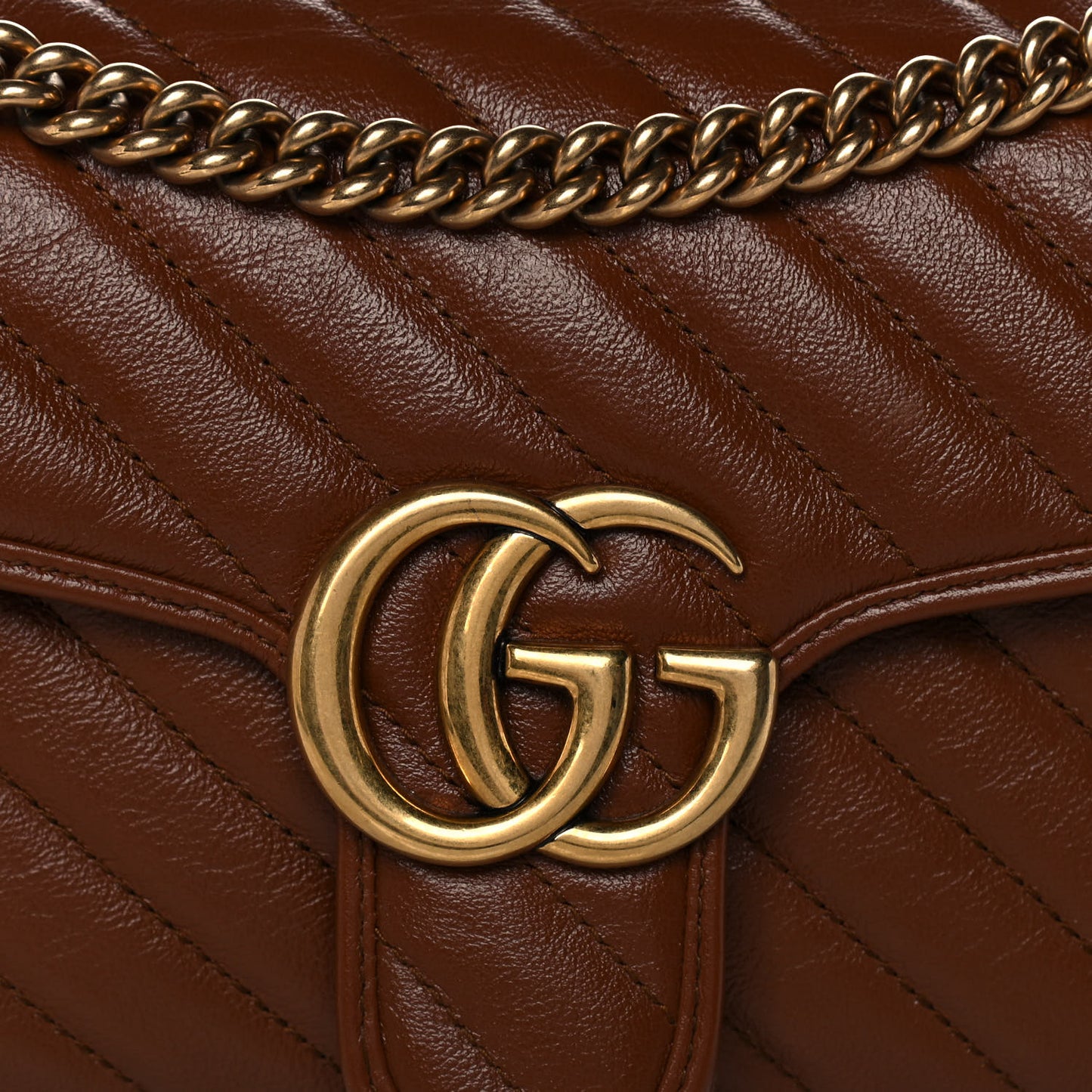 Azalea Calfskin Matelasse Diagonal Small GG Marmont Shoulder Bag Cuir