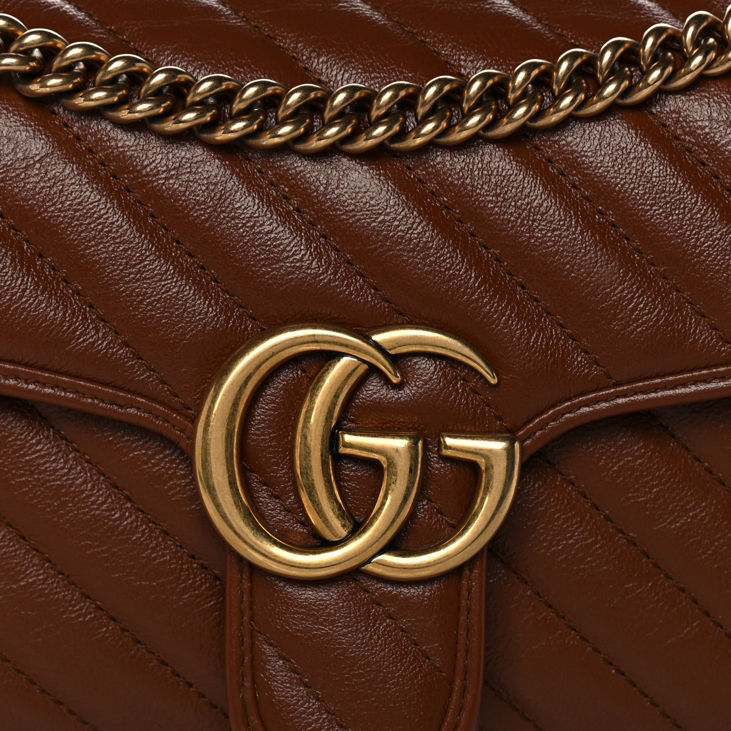Gucci Azalea Calfskin Matelasse Diagonal Small GG Marmont Shoulder Bag Cuir 9 of 13
