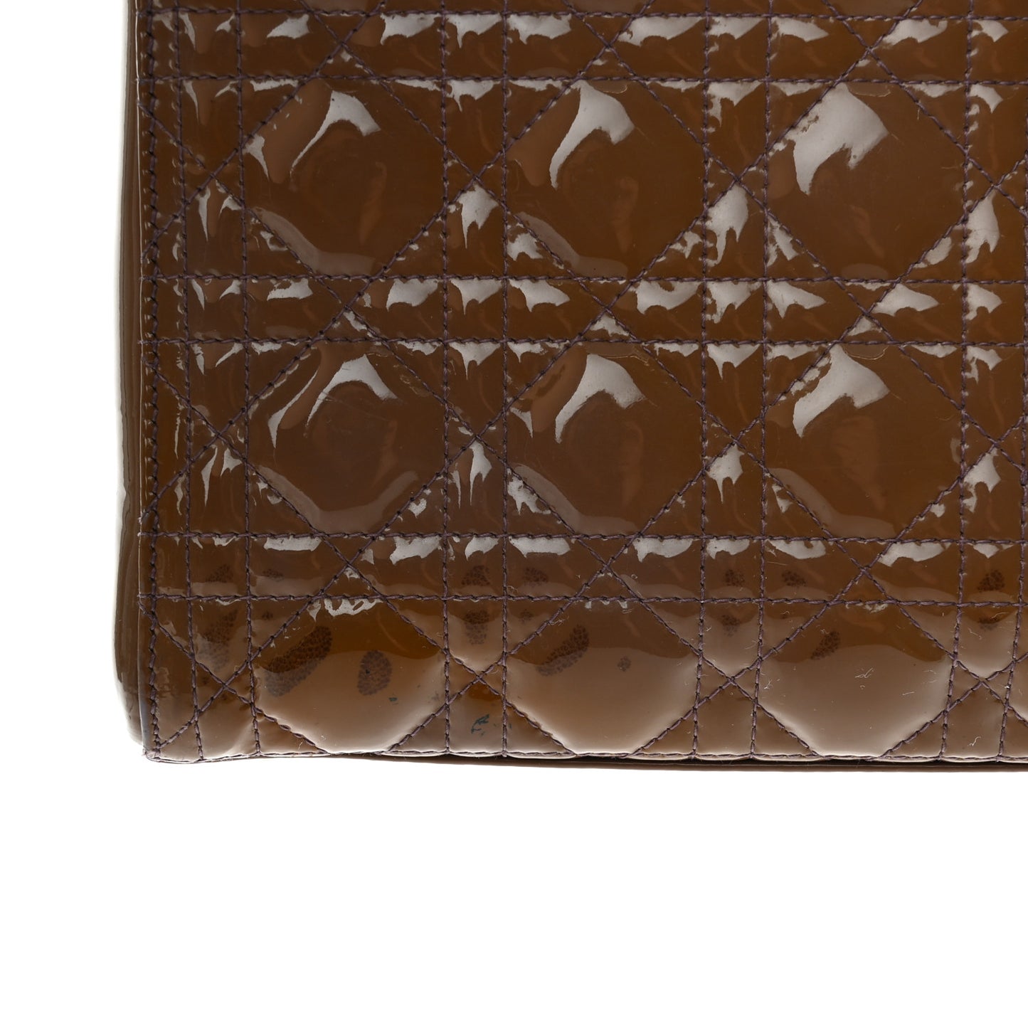 Patent Cannage Medium Lady Dior Brown