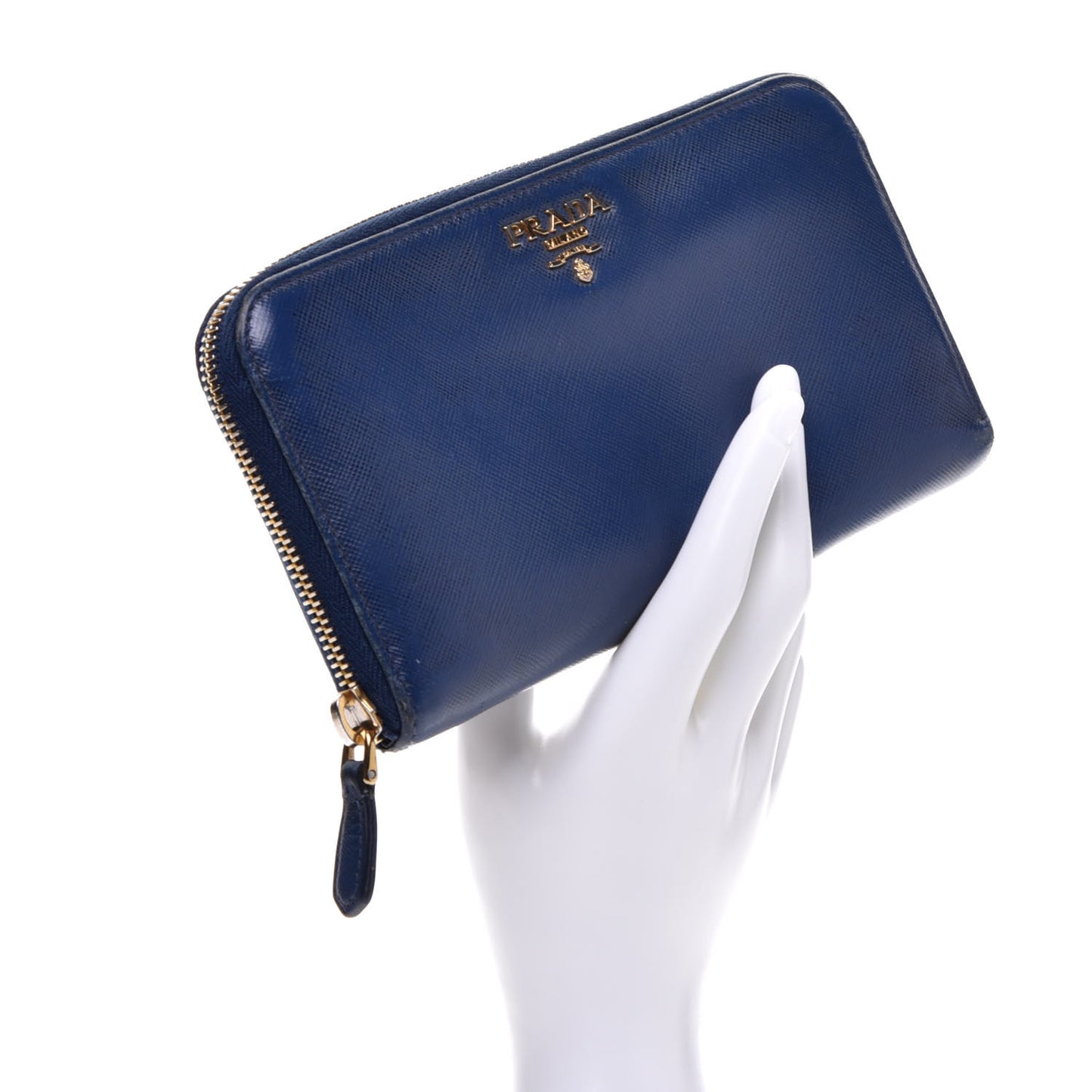 Saffiano Metal Zip Around Wallet Bleuette