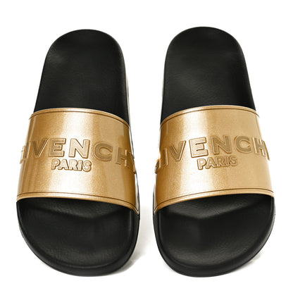 Givenchy Metallic Rubber Logo Pool Slide Sandals 41 Gold 8 of 13