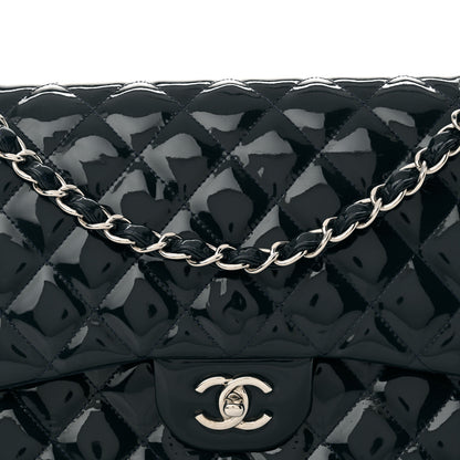 Chanel Patent Quilted Jumbo Double Flap Navy Blue 8 of 13