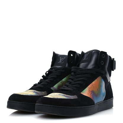 Louis Vuitton Suede Monogram Mens Rivoli High Top Sneakers 10 Black Multicolor 4 of 13