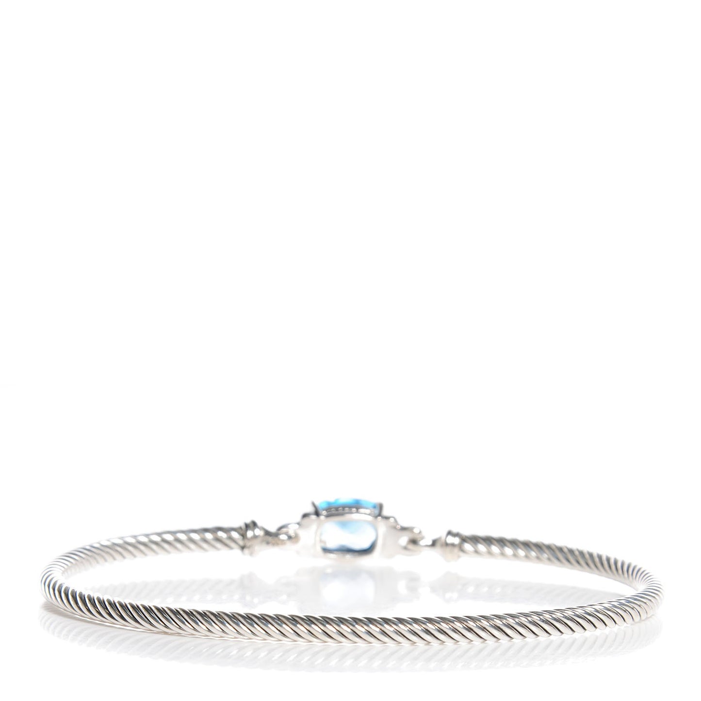 Sterling Silver Diamond Blue Topaz 3mm Petite Wheaton Bracelet