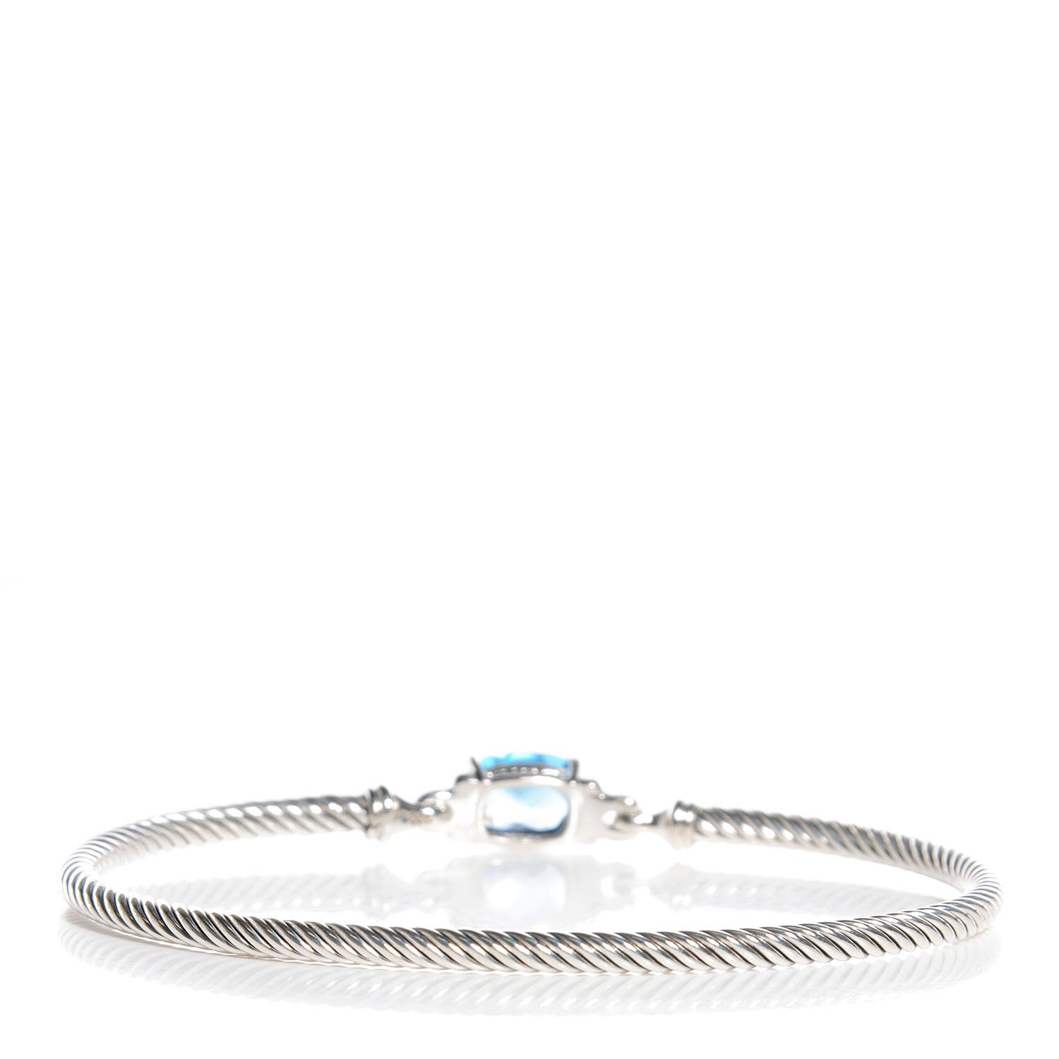 David Yurman Sterling Silver Diamond Blue Topaz 3mm Petite Wheaton Bracelet 3 of 6