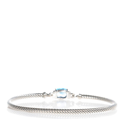 David Yurman Sterling Silver Diamond Blue Topaz 3mm Petite Wheaton Bracelet 3 of 6