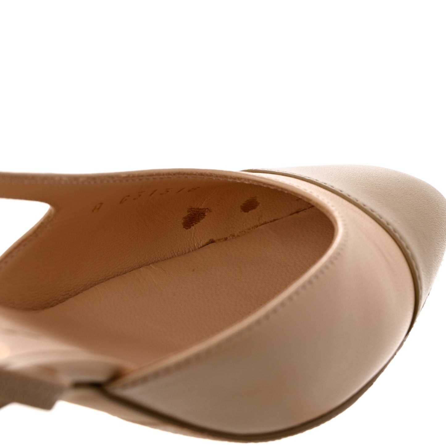 Lambskin Cap Toe CC Slingback Pumps 36 Beige Dark Beige