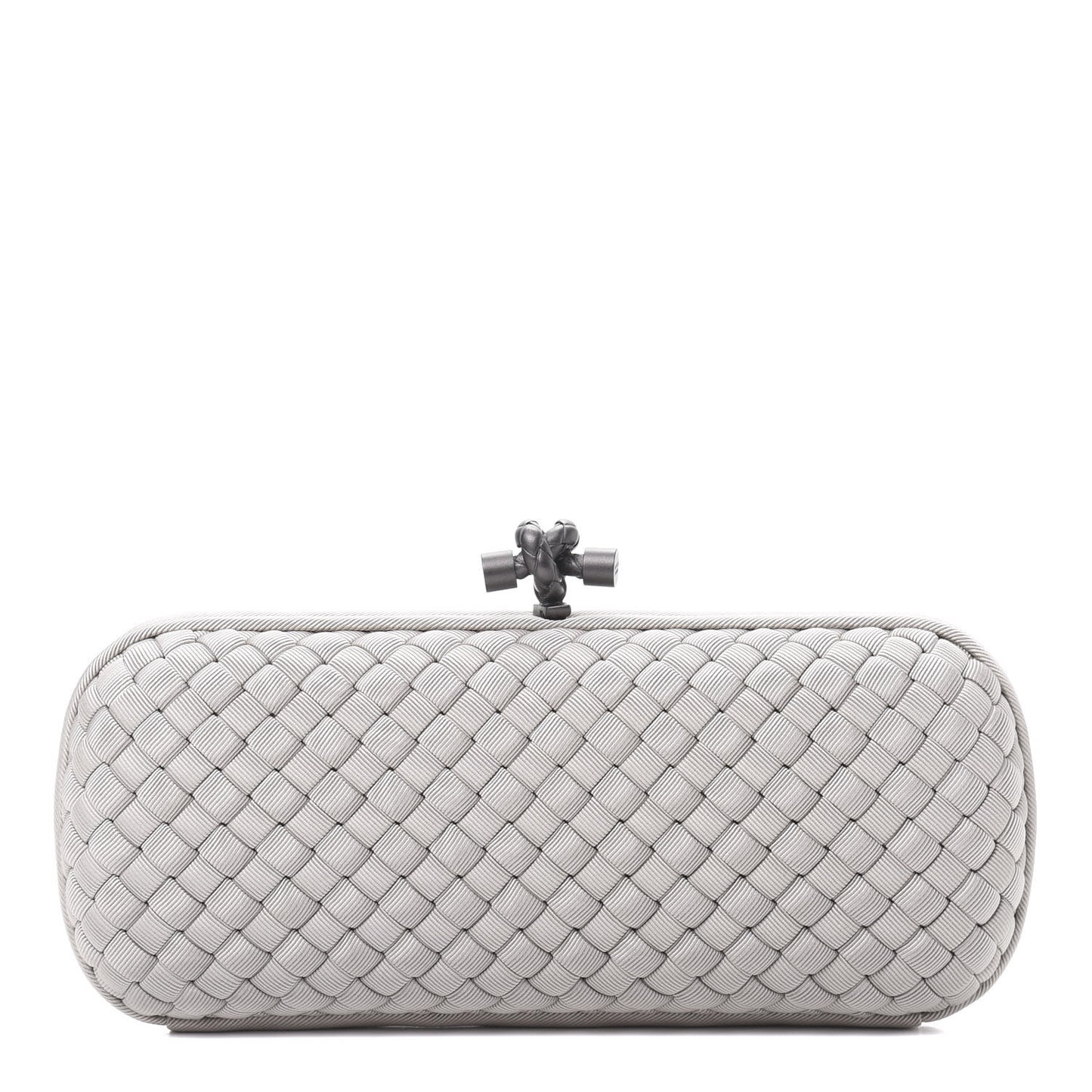 Satin Intreccio Impero Stretch Knot Clutch Grey