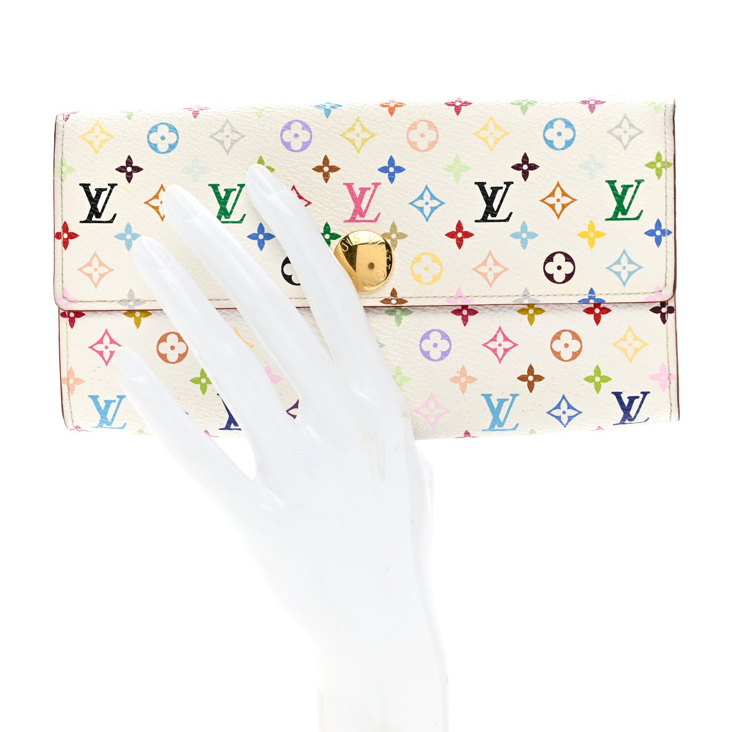 Louis Vuitton Monogram Multicolor Sarah Wallet White Litchi 2 of 9