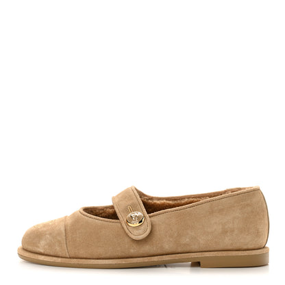 Chanel Suede Cap Toe CC Mary Jane Flats 36 Beige 1 of 10