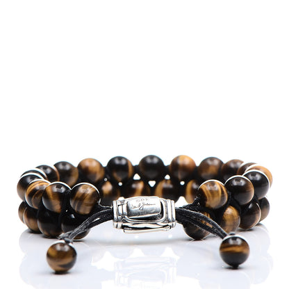 David Yurman Sterling Silver Tiger's Eye Two Row 8mm Spiritual Beads Bracelet 6 of 6