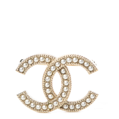 Chanel Pearl CC Brooch Gold 1 of 6