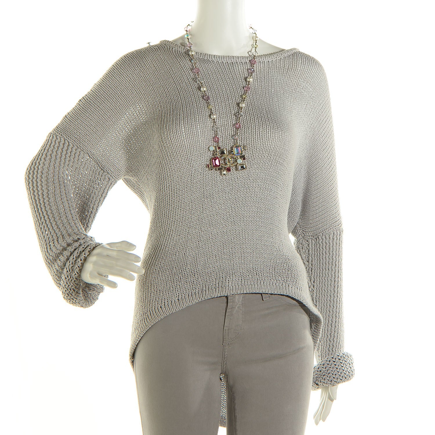 Chanel Crystal Baguette CC Pearl Necklace Pink Gold 2 of 6