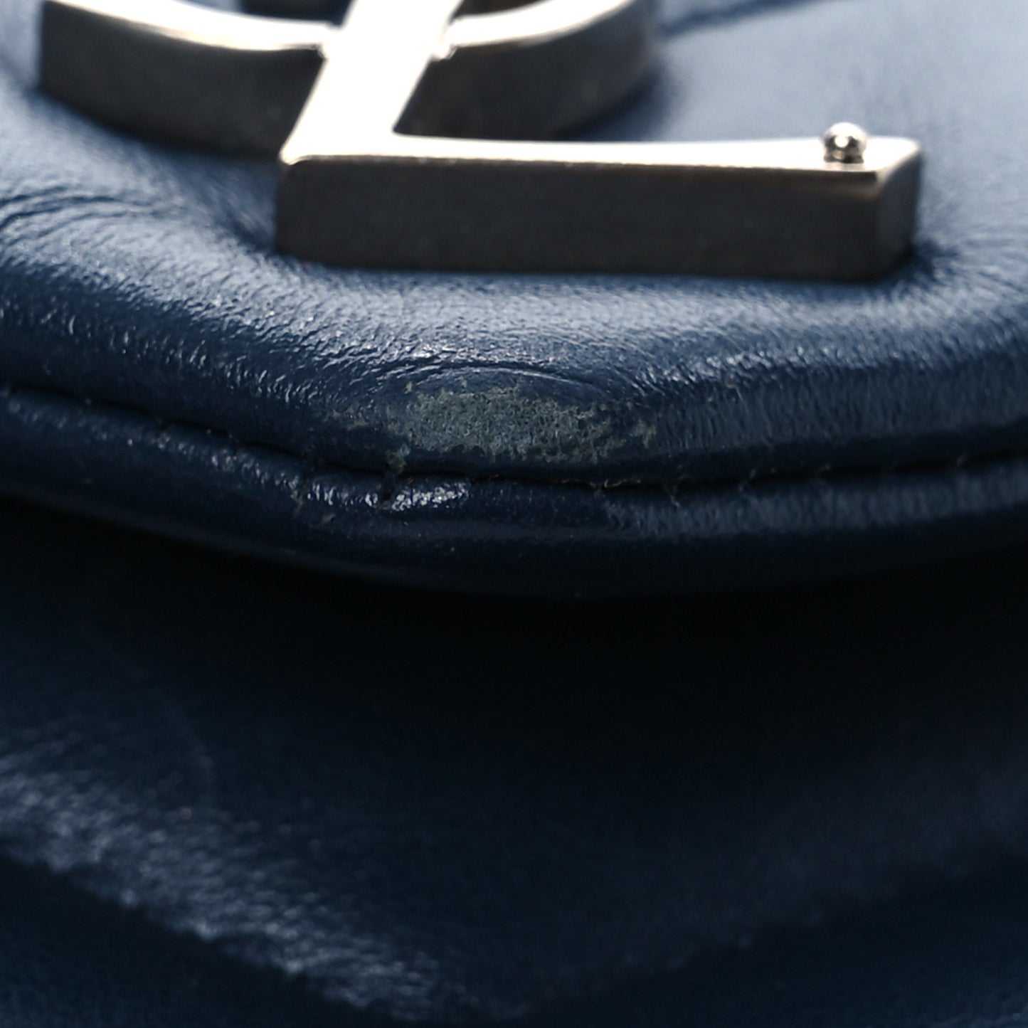 Calfskin Y Quilted Monogram Small Loulou Chain Satchel Navy