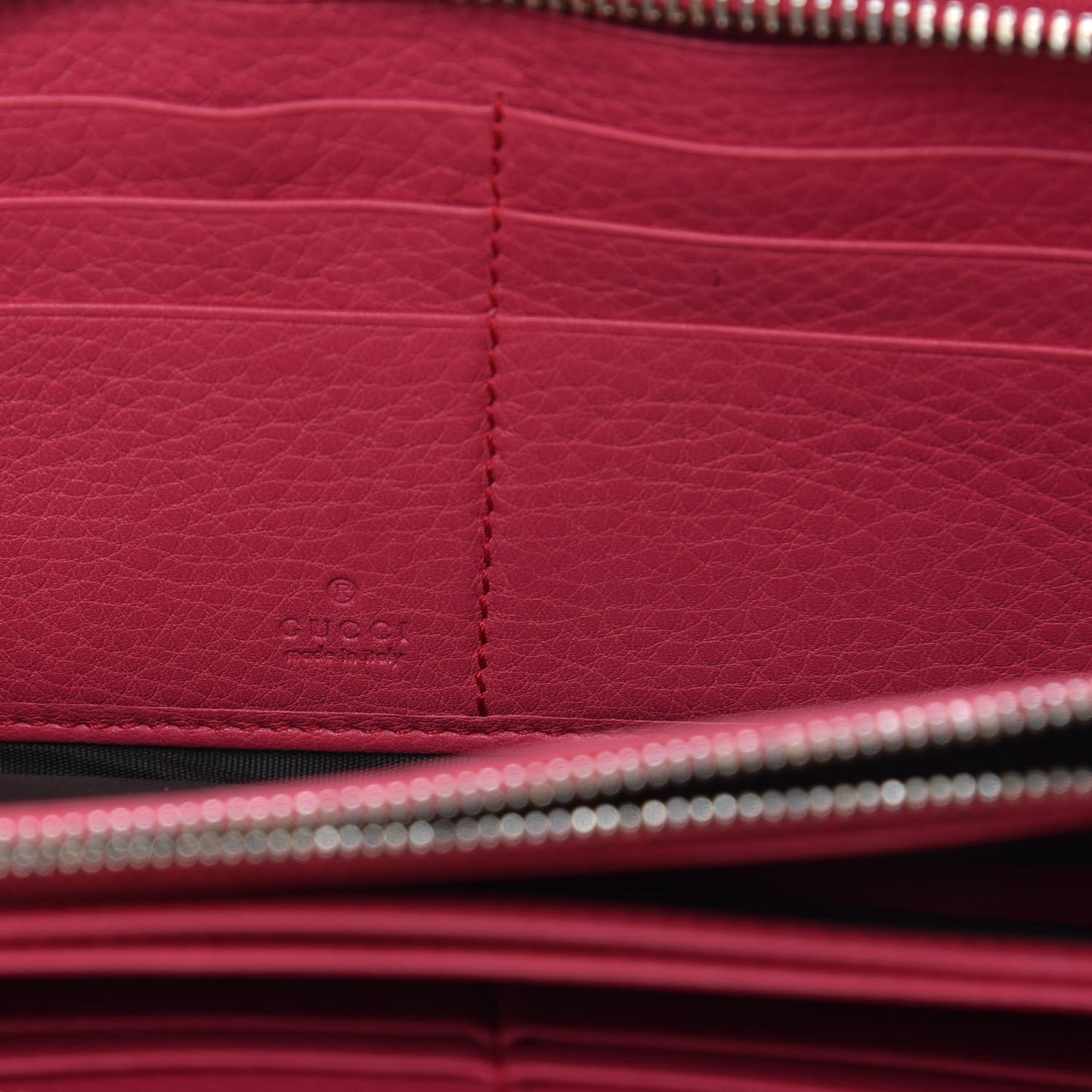 Pebbled Calfskin Soho Zip Around Wallet Red
