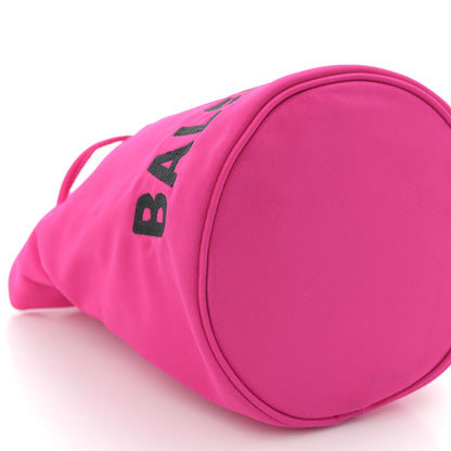 Balenciaga Recycled Sport Nylon Logo Embroidered Wheel Drawstring Bucket Bag XS Fuchsia Black 8 of 9