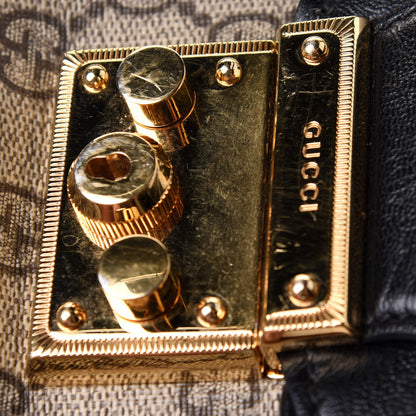 Gucci GG Supreme Monogram Calfskin Small Padlock Messenger Shoulder Bag Beige Black Cuir 14 of 16