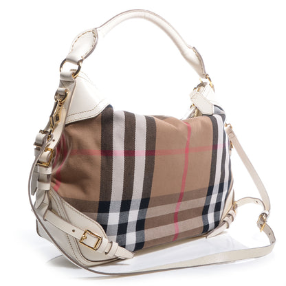 Burberry House Check Bridle Calfskin Small Ledbury Hobo White 3 of 10