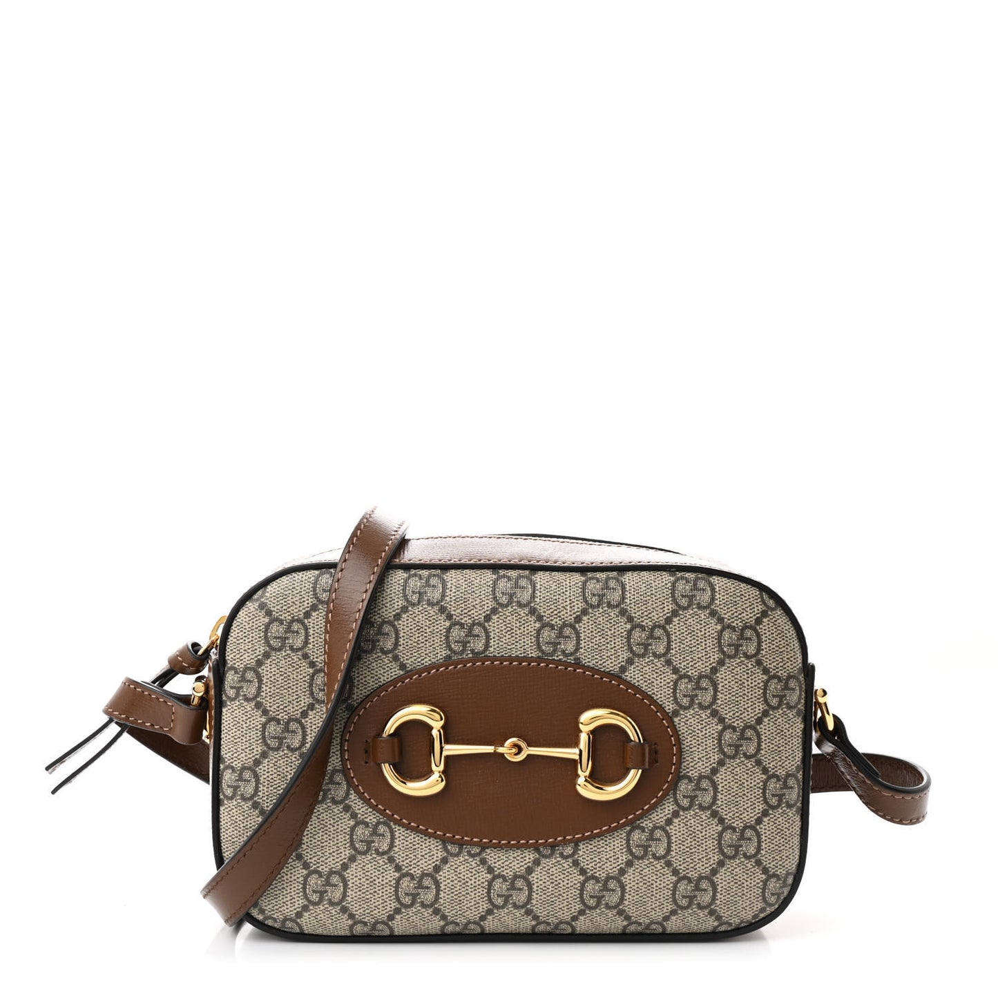 GG Supreme Monogram Mini Horsebit 1955 Camera Shoulder Bag Beige Brown Sugar