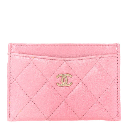 Chanel Cloudy Pearly Goatskin Quilted Card Holder Pink 1 of 9