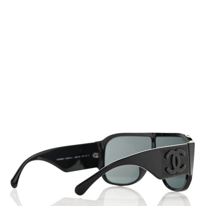 Chanel Acetate Crystal CC Shield Sunglasses 5466-B Black 4 of 9