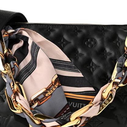 Louis Vuitton Lambskin Embossed Monogram Scarf Coussin PM Black 9 of 10