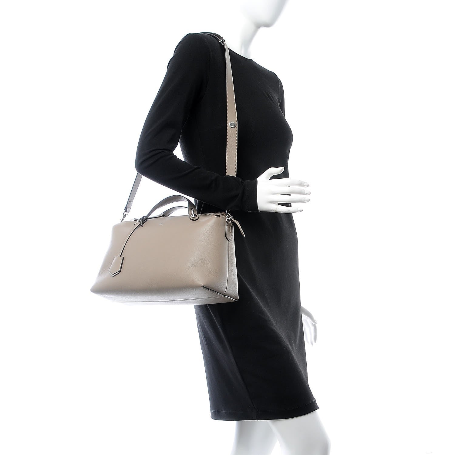 Fendi Vitello Dolce Large By The Way Boston Bag Tortora 2 of 8