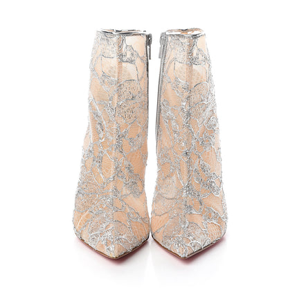 Christian Louboutin Lace Lurex Specchio Gipsybootie 100 Ankle Boots 39 Silver 2 of 8