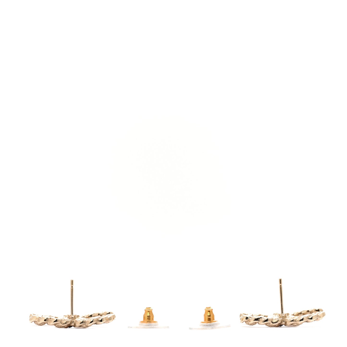 Enamel Metal Chain French New Wave CC Earrings Black Gold