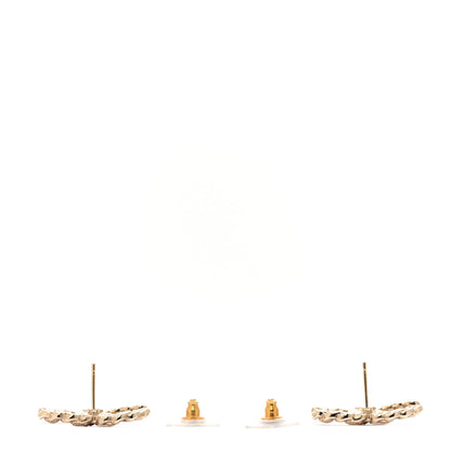 Chanel Enamel Metal Chain French New Wave CC Earrings Black Gold 3 of 5
