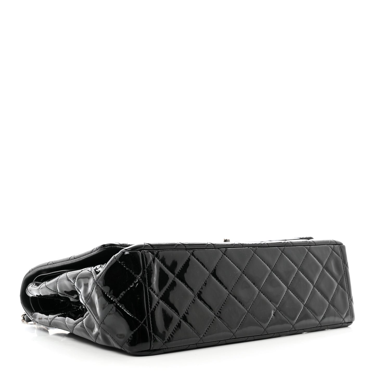 Patent Quilted Maxi Double Flap Black