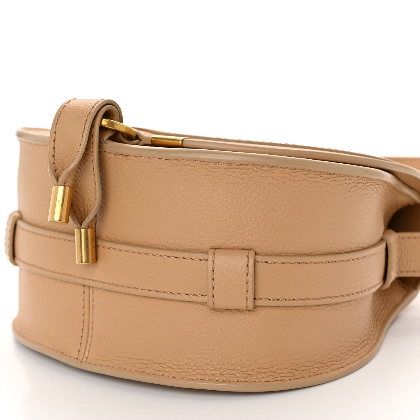 Grained Calfskin Small Marcie Saddle Bag Milky Brown