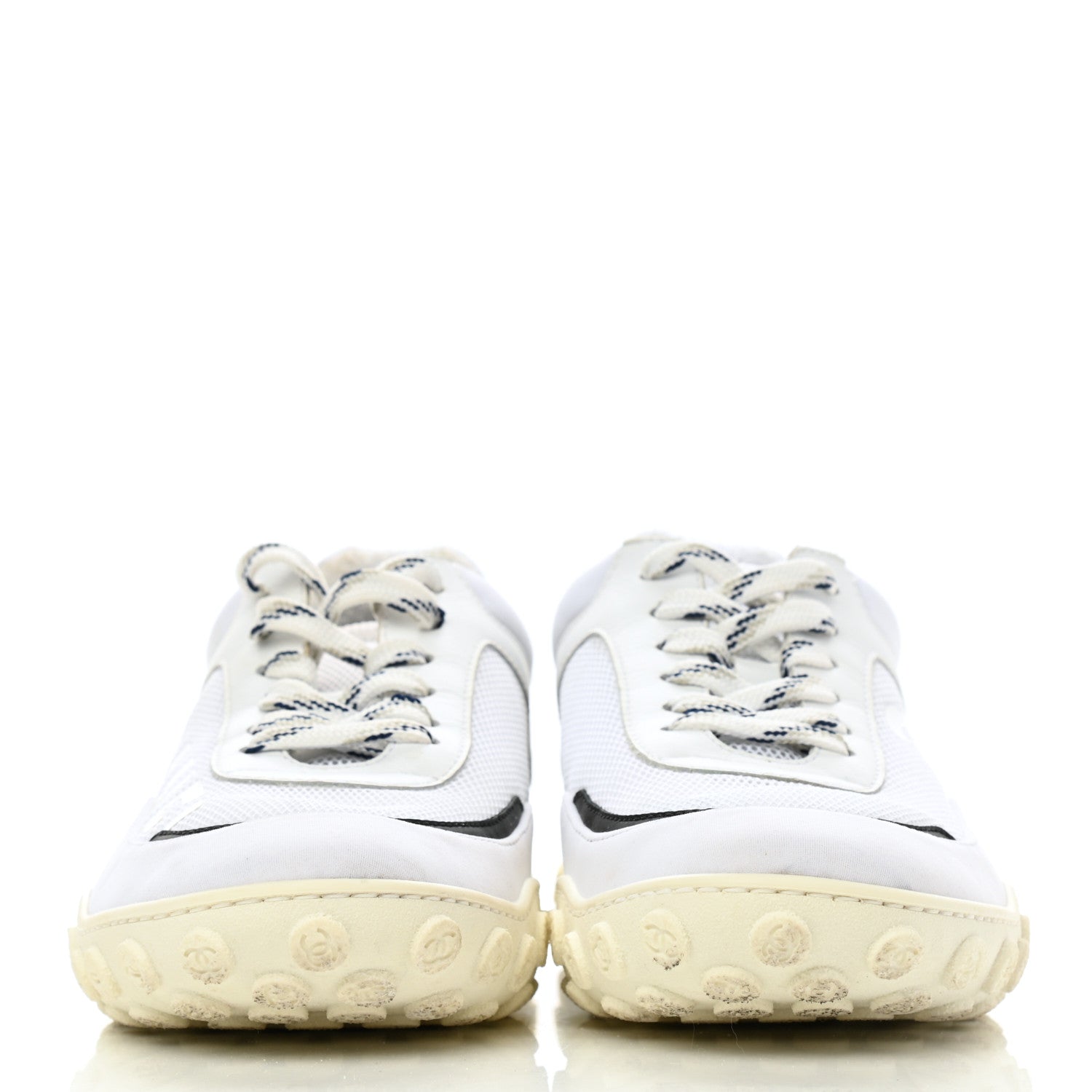 Chanel Calfskin Mesh Lycra Womens Logo Sneakers 40 White 2 of 9